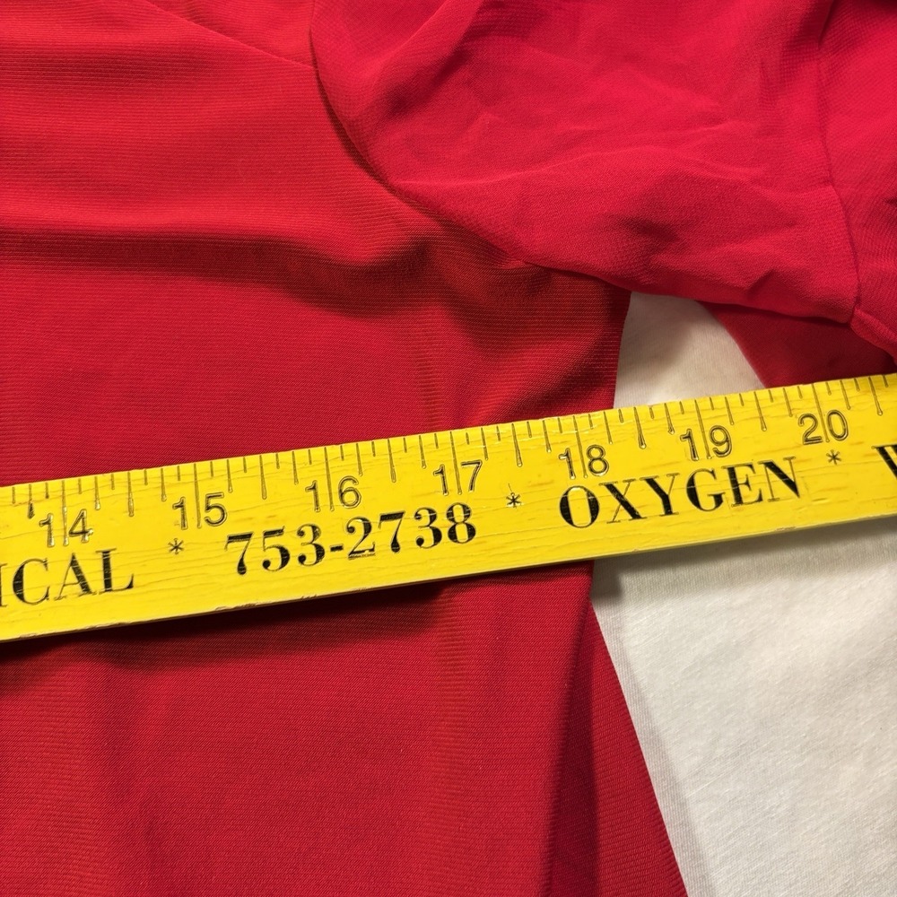 Atelier 29 Woman XL Blouse Red Ruffle Pullover Sheer Short Sleeve Casual - Picture 11 of 16